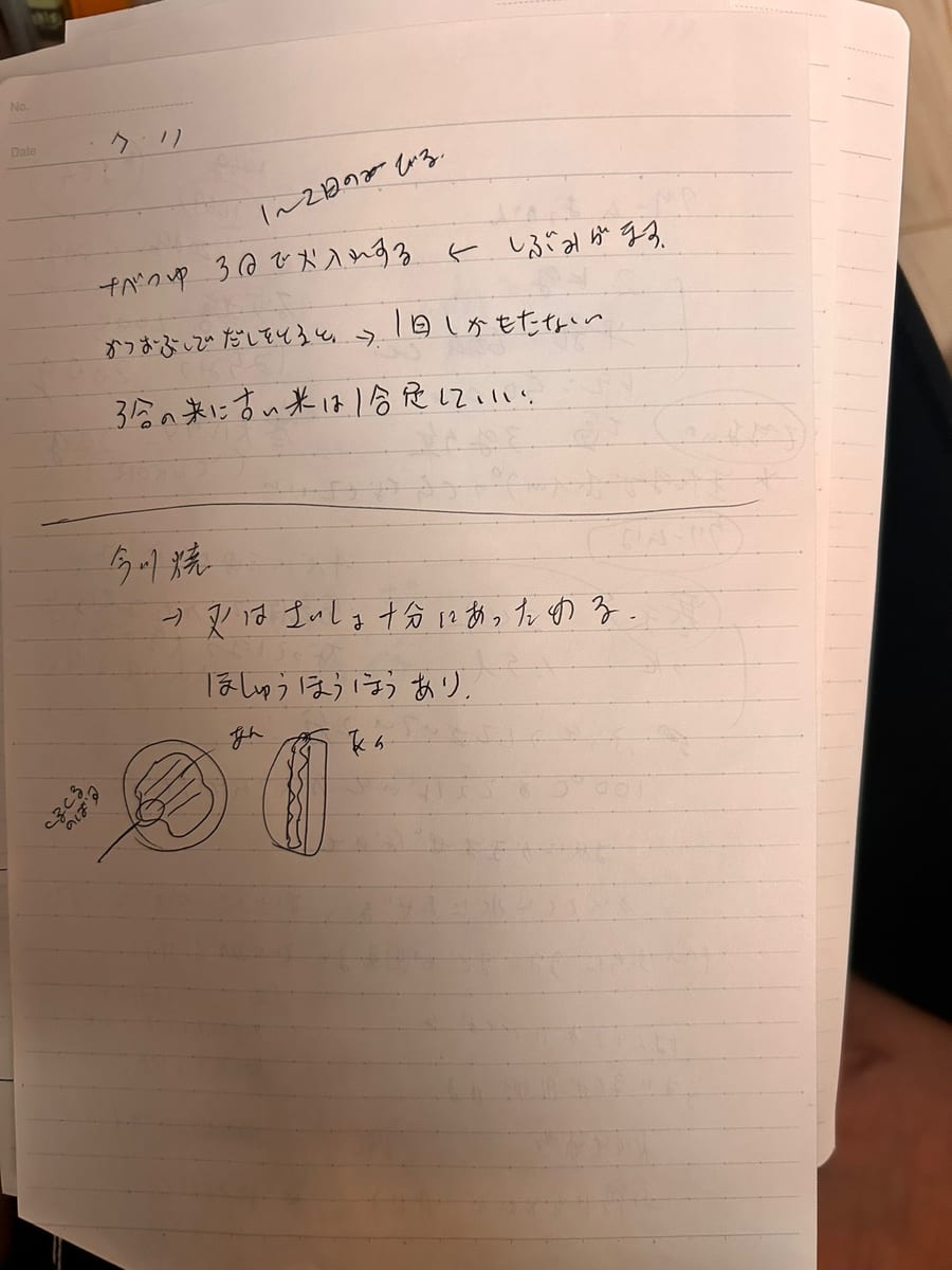 クリ（栗ご飯） のオリジナルメモ