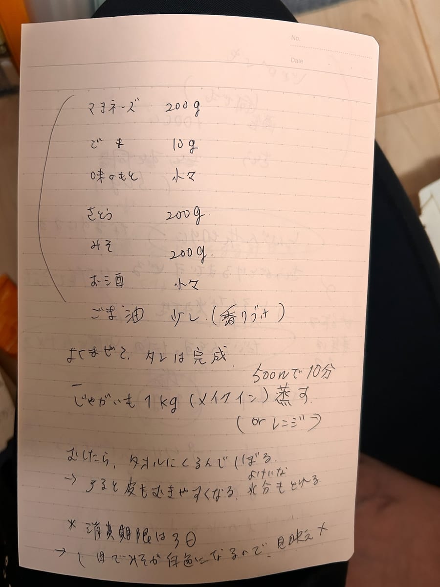 じゃがいもの味噌マヨネーズ和え のオリジナルメモ