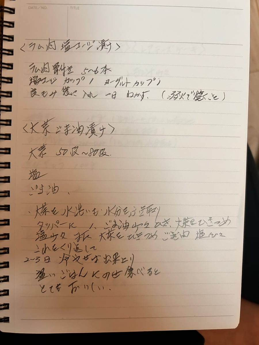 ラム肉塩コージ漬け / 大葉ごま油漬け のオリジナルメモ