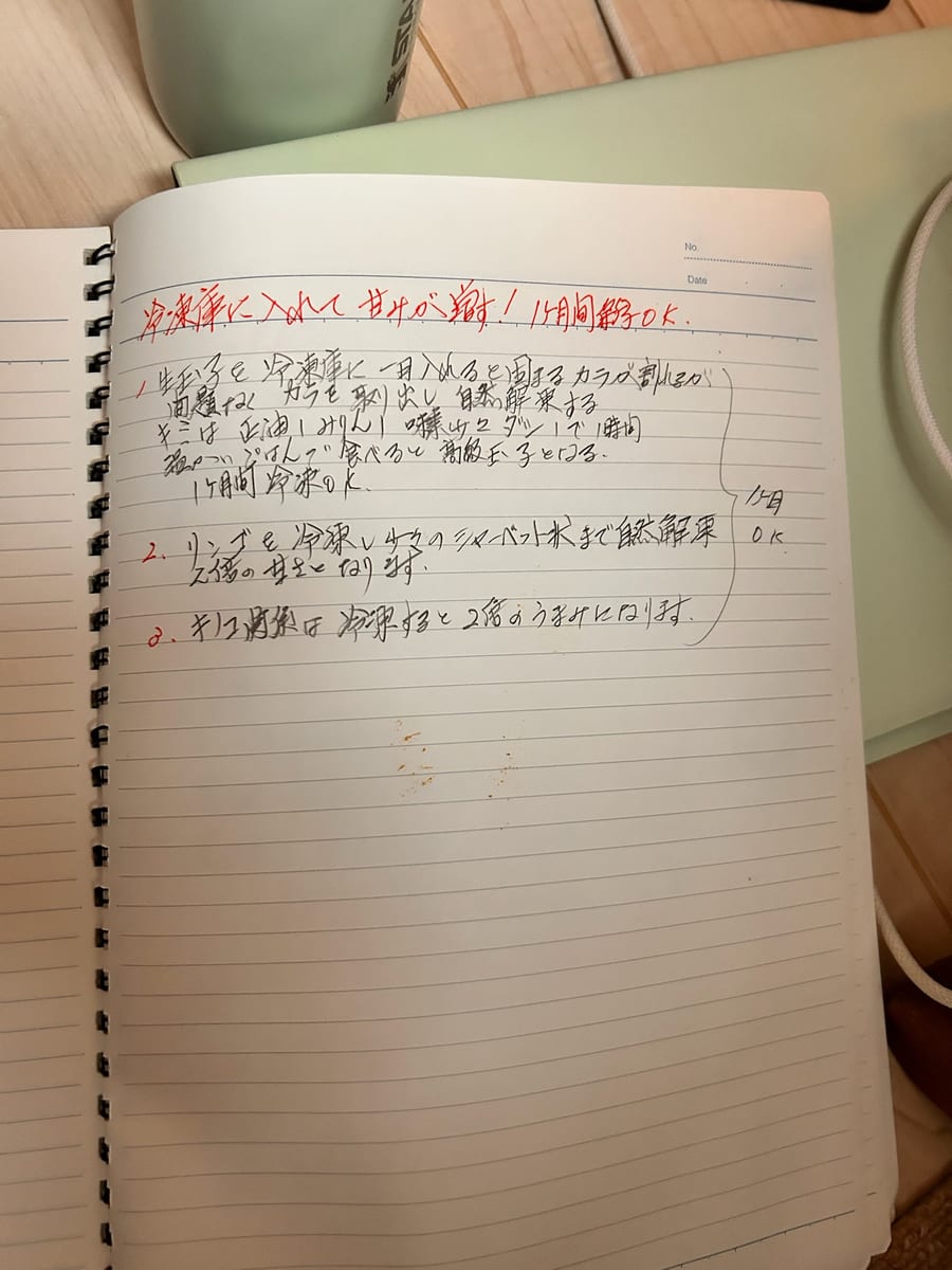 冷凍庫に入れて甘みが増す！1ヶ月間解凍OK のオリジナルメモ