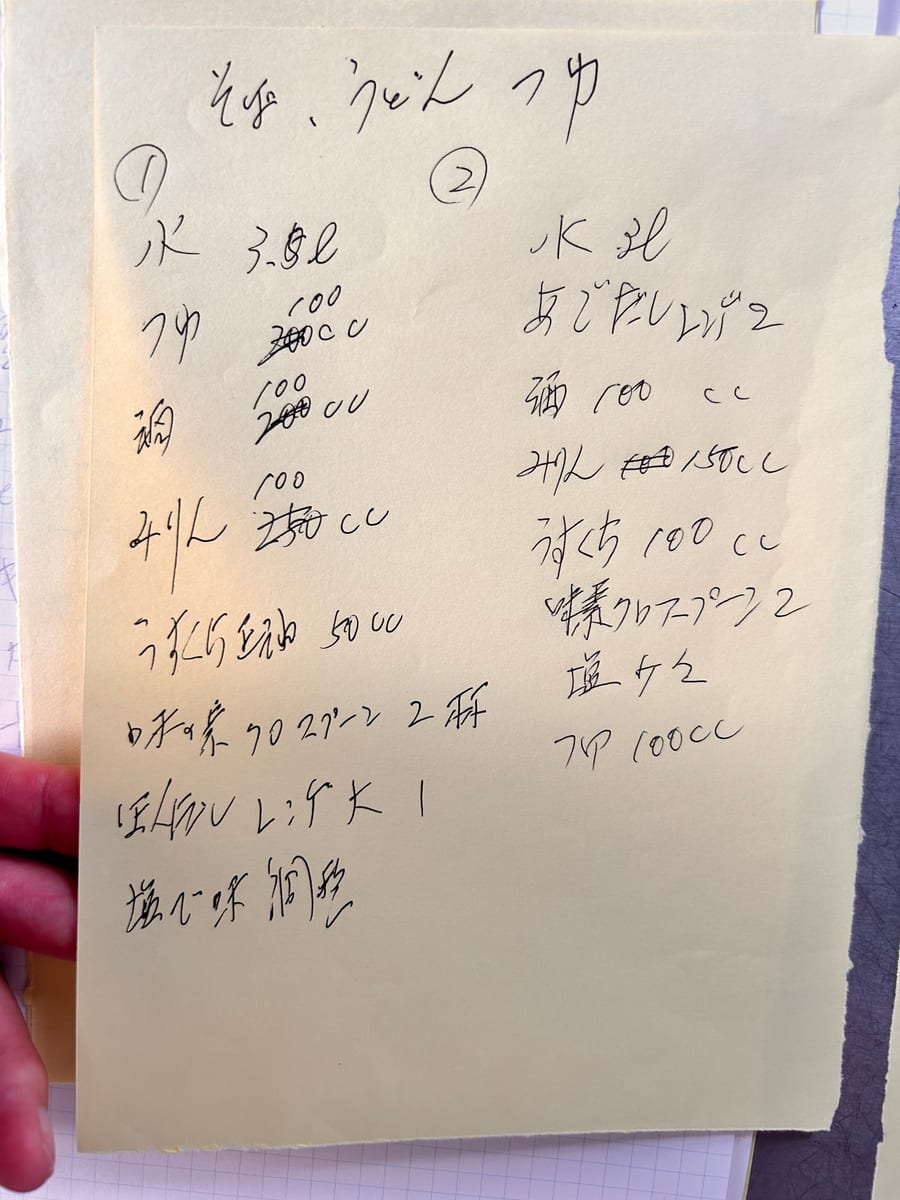 そば、うどんつゆ のオリジナルメモ